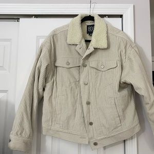 Urban Outfitters UO BDG cream/ivory sherpa shearling corduroy trucker jacket